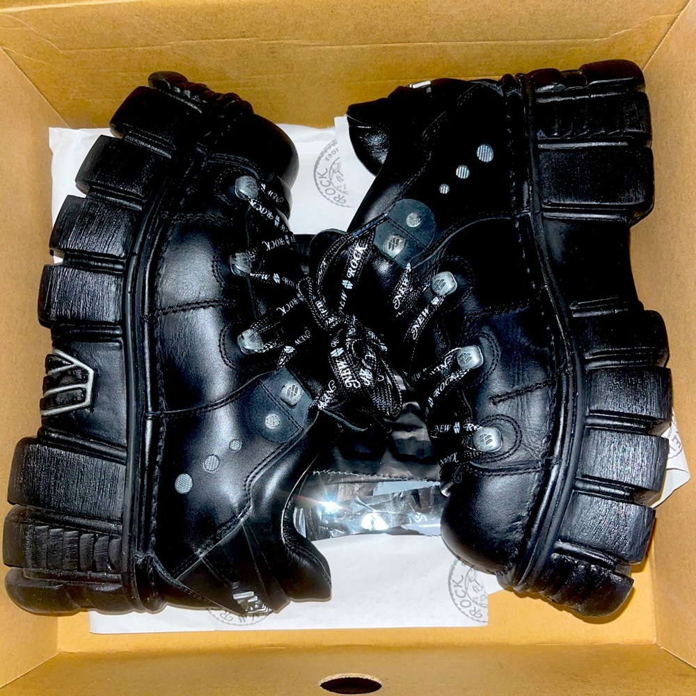 new rock obscure oasis black platform boots size 40